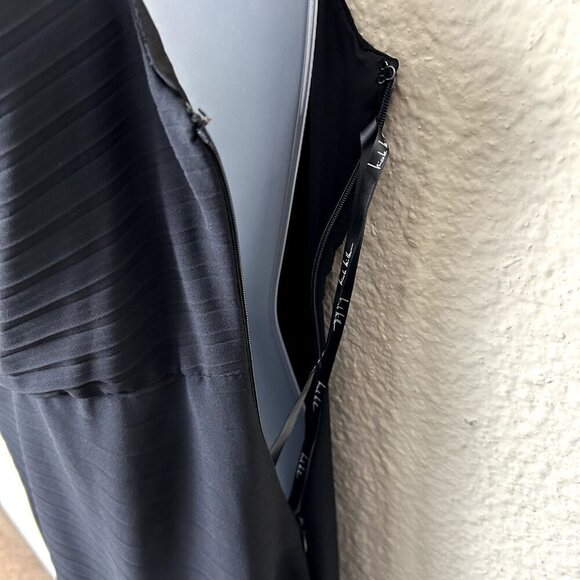 Nicole Miller One Shoulder Pleated Solid Black Dress Asymmetrical Whimisical 8 - Picture 4 of 12